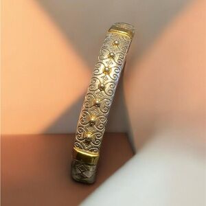 Elegant Brighton Silver and Gold tone Bangle Bracelet